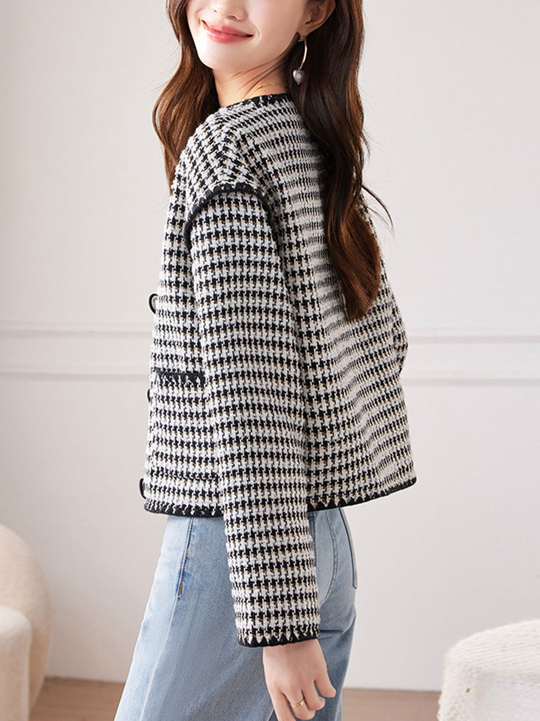 Drune | Klassische Rundhals-Tweedjacke