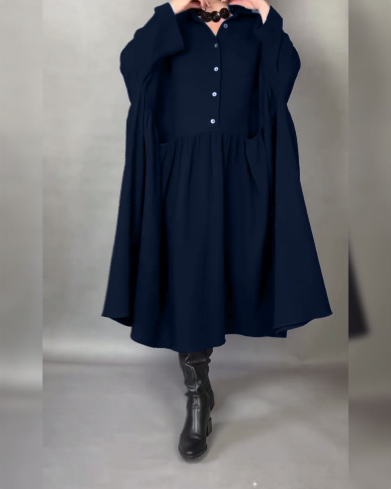 Drune | A-Linien Kleid mit Revers und Knöpfen