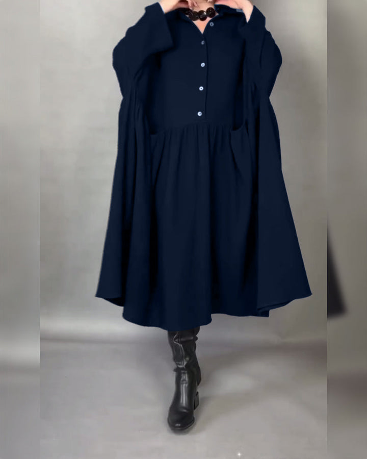 Drune | A-Linien Kleid mit Revers und Knöpfen