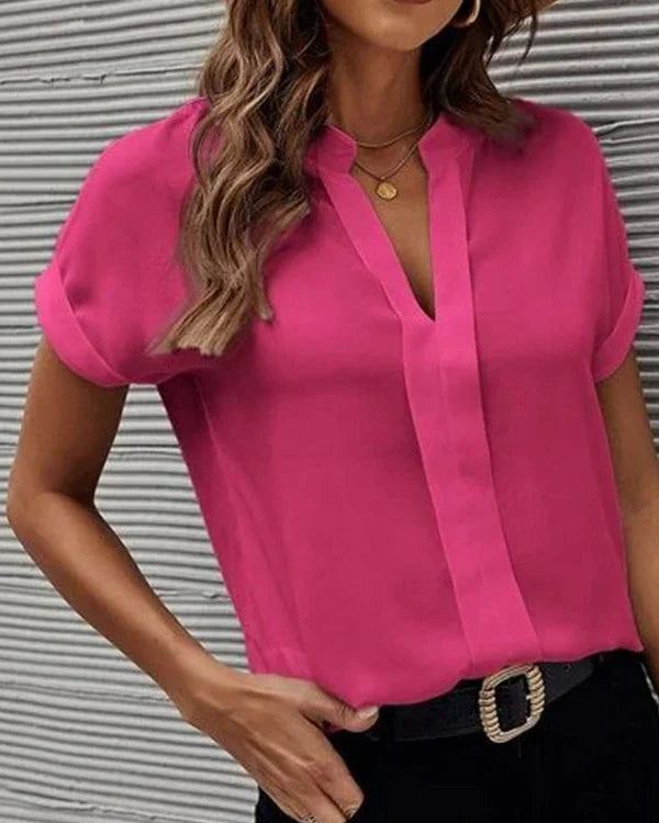 Drune | Kurzärmelige Bluse Mit V-ausschnitt