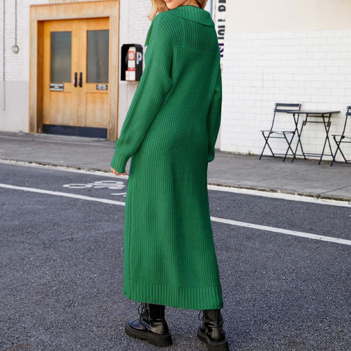 Drune | Einfarbige Lange Strickjacke