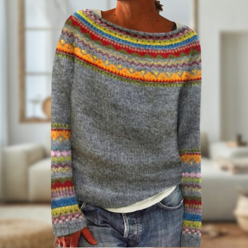 Drune | Langärmlig bedruckter Retro-Pullover