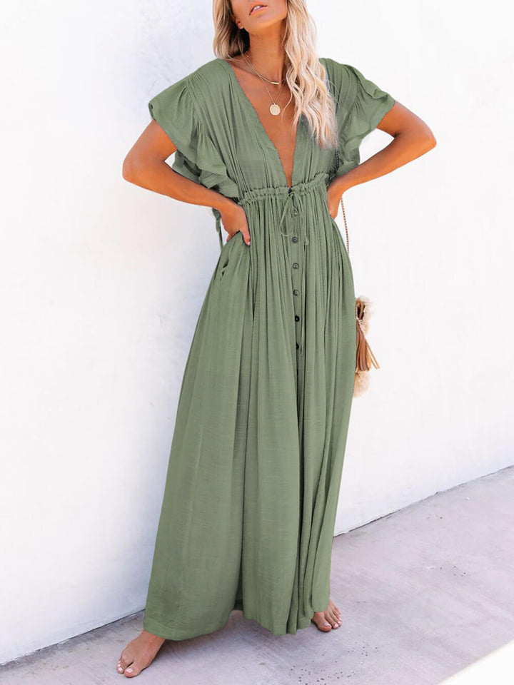 Drune | Stilvolles Maxikleid mit Flatterärmeln für Frauen