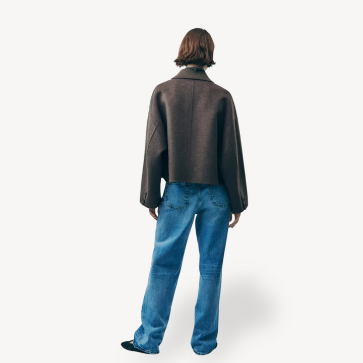 Drune | Damen Braune Oversized Kurze Jacke
