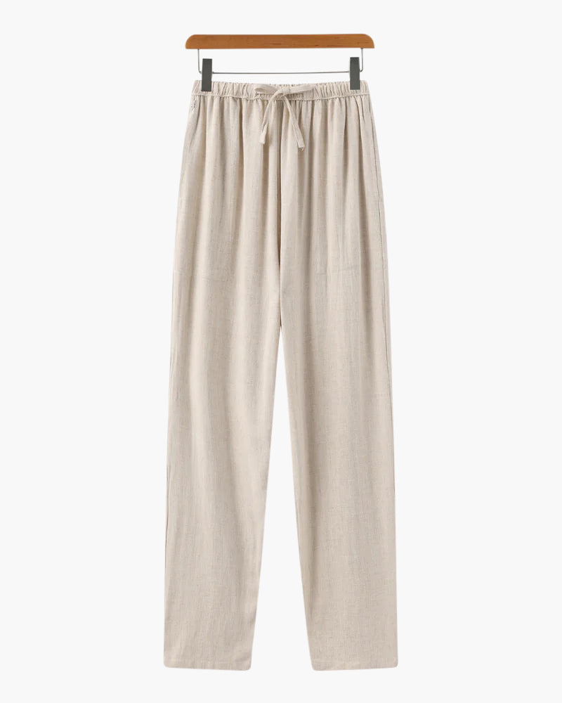 Drune | Leichte Slim Fit Herren Sommer Leinenhose Mit Kordelzug