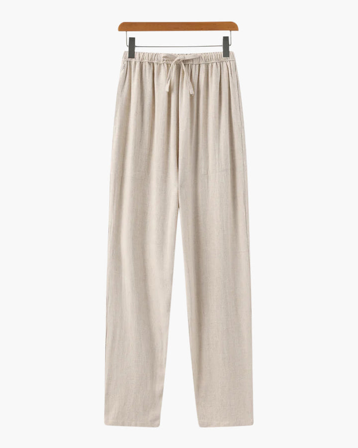 Drune | Leichte Slim Fit Herren Sommer Leinenhose Mit Kordelzug