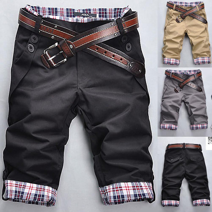 Drune – Hochwertige Shorts mit Gürtel und Karomuster