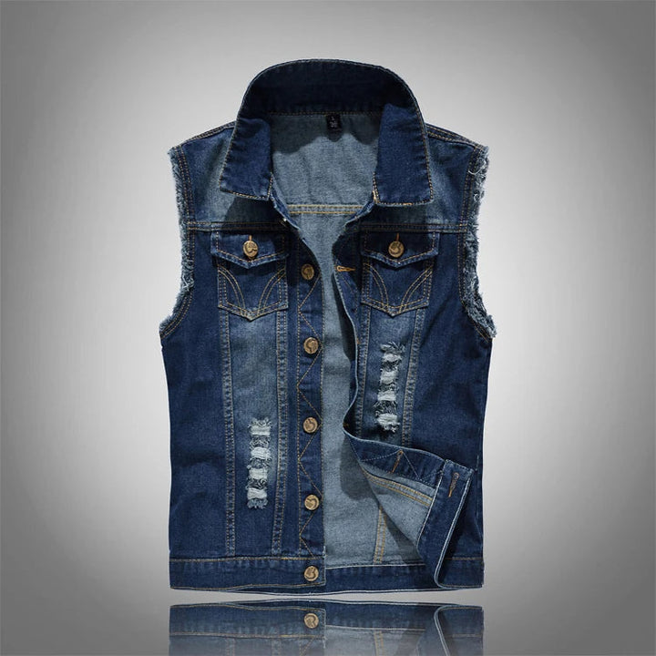 Drune | Zerrissene Denim-Weste