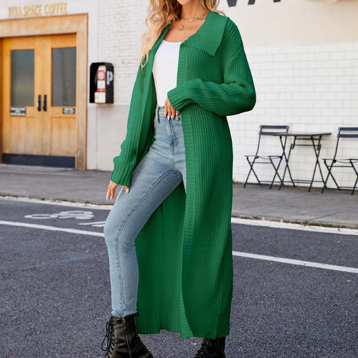 Drune | Einfarbige Lange Strickjacke