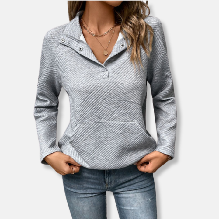 Drune | Baumwolle Gestepptes Sweatshirt Lässiger Schnitt mit Kragenpullover