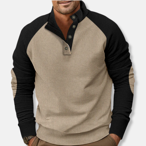 Drune | Baumwolle Stehkragen Pullover Raglan Ärmel Ripp Pullover