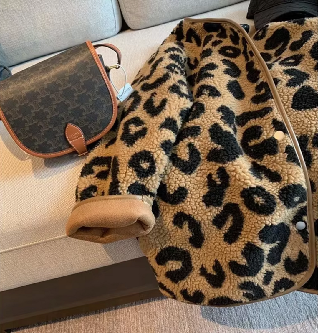 Drune | Stylische Fleecejacke mit Leopardenmuster