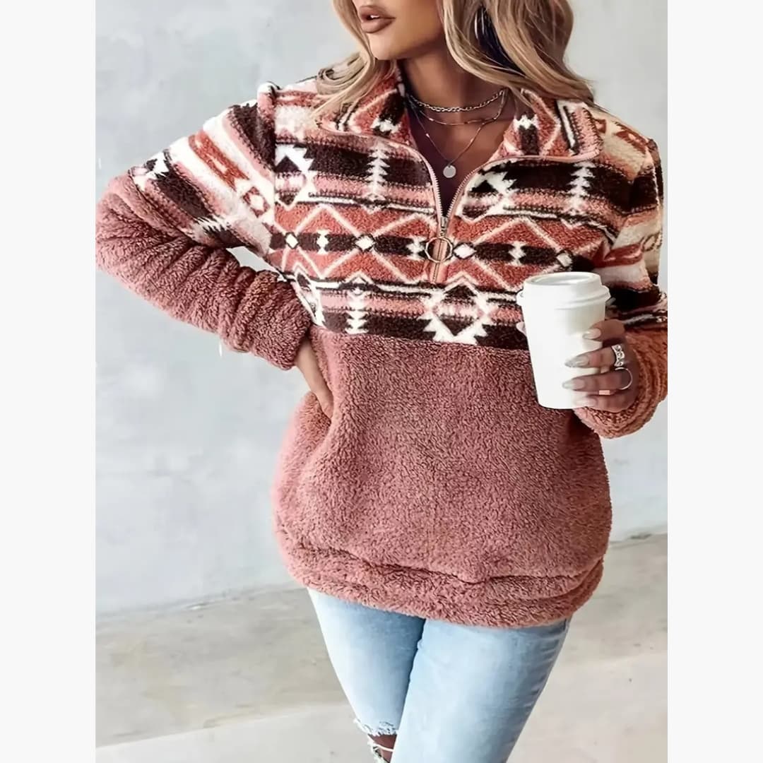 Drune | Stilvoller Winterpullover mit halbem Reißverschluss für Damen