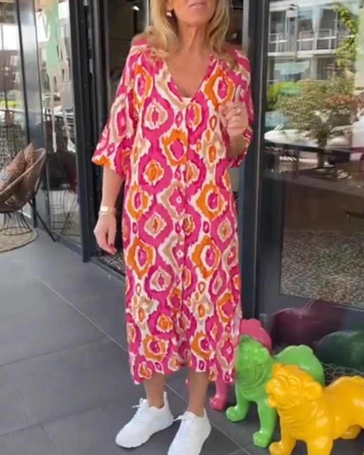 Drune | Kleid mit Motivdruck und Halbärmeln