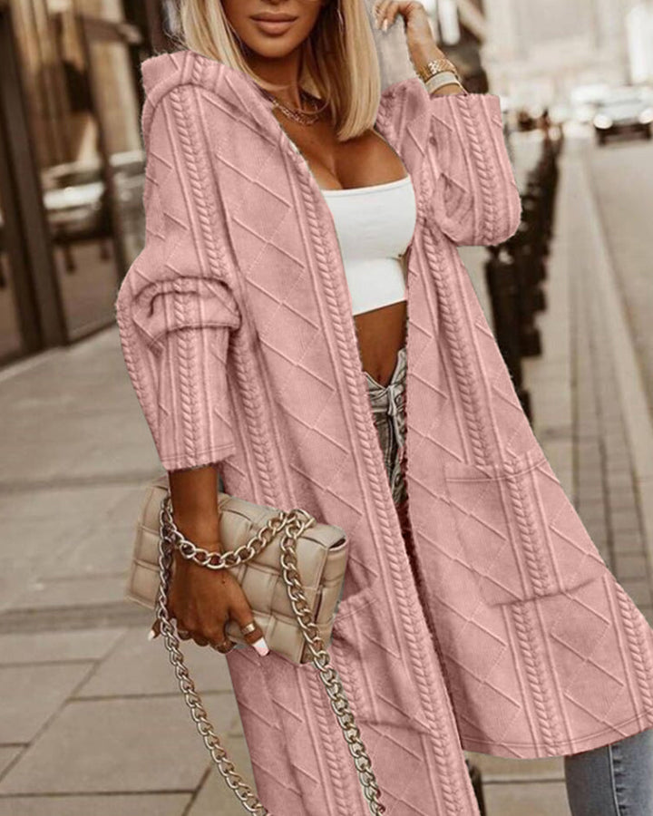 Drune | Lange Gestrickte Damenjacke Mit Kapuze