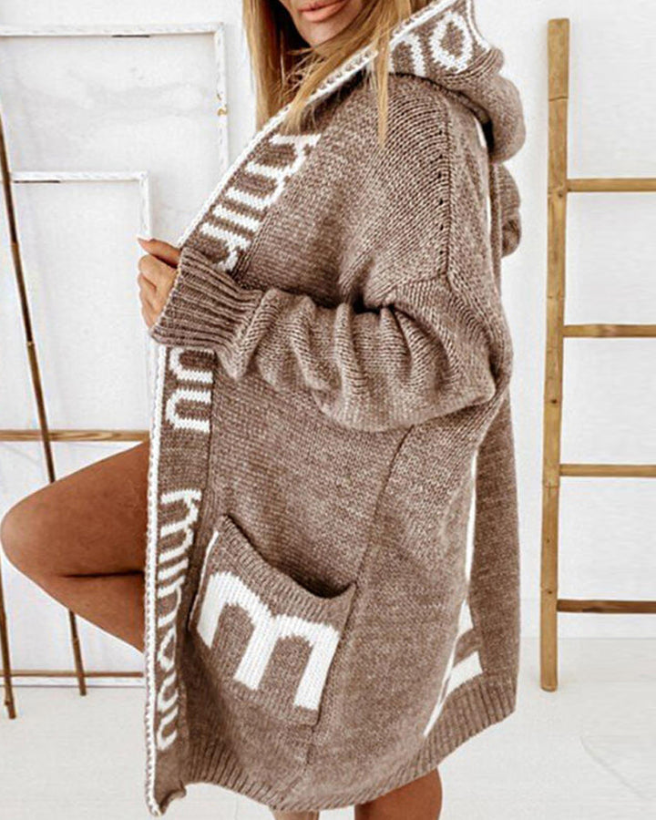 Drune | Lange Strickjacke mit Buchstabendruck