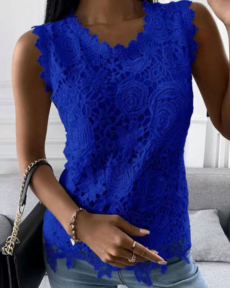 Drune | Elegante Bluse In Einer Einfarbigen Farbe mit Spitze