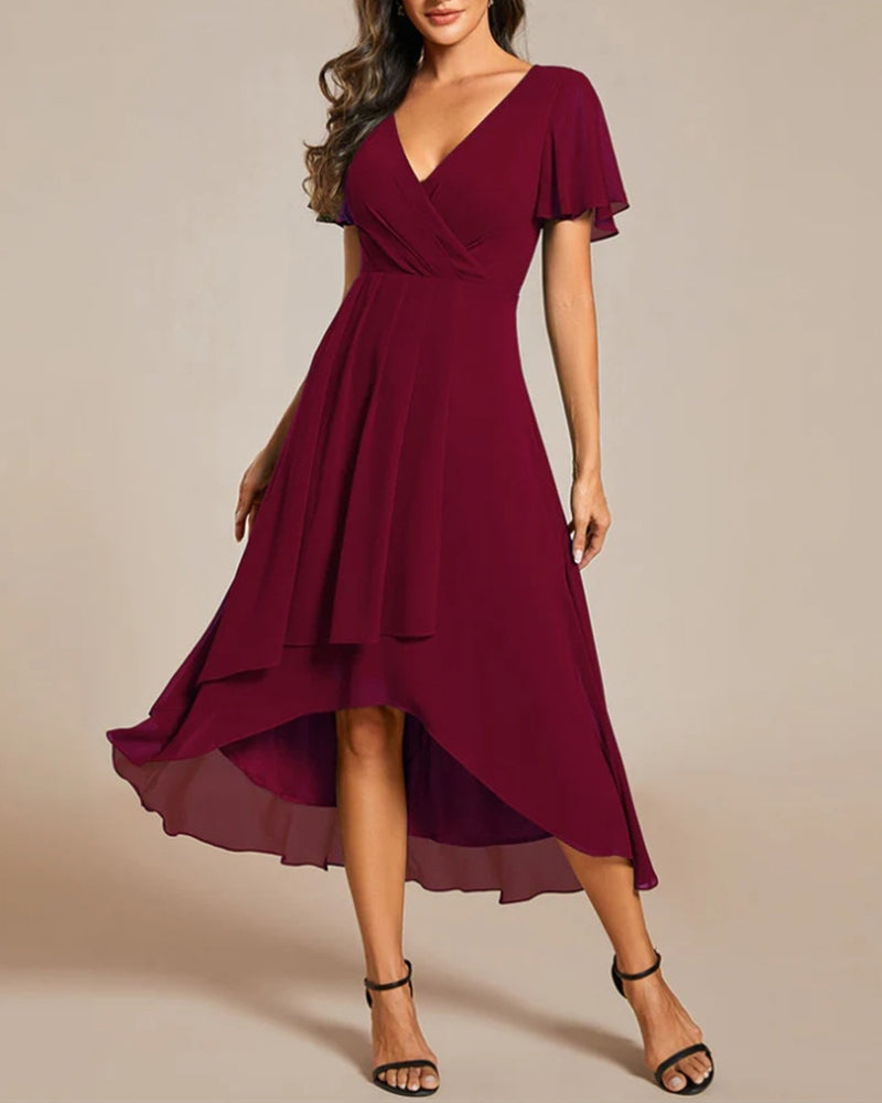 Drune | Kleid mit V-Ausschnitt und Rüschenärmeln