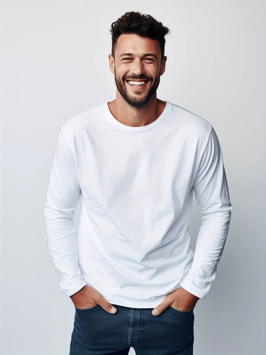 Drune | Herren Langarm T-Shirt Einfaches Design Pullover Für Männer