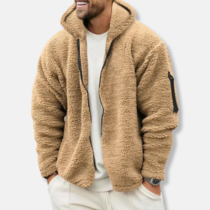 Drune | Kapuzenpullover Sherpa Fleece Lässiger Schnitt Reißverschluss Gerippte Bündchen