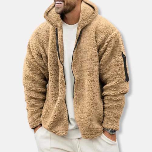 Drune | Kapuzenpullover Sherpa Fleece Lässiger Schnitt Reißverschluss Gerippte Bündchen