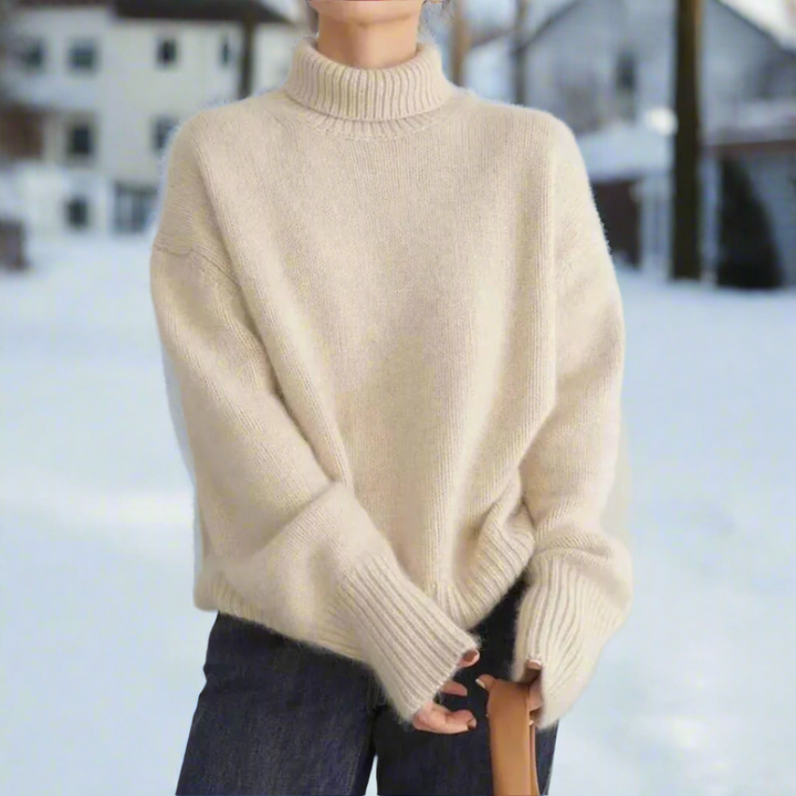 Drune | Hochkragen Pullover Wollmischung Übergroß Schnitt Weicher Strickkomfort