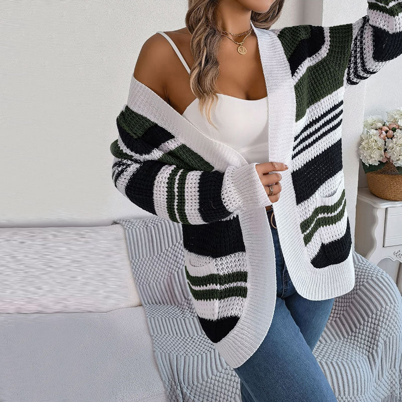 Drune | Gestreifte Strick-Strickjacke Mit Modernem Look