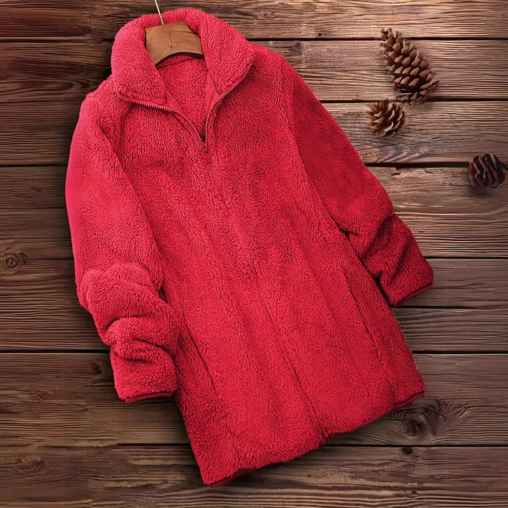 Drune | Damen Teddy Zip-Up Pullover Lässig Langarm Winterjacke