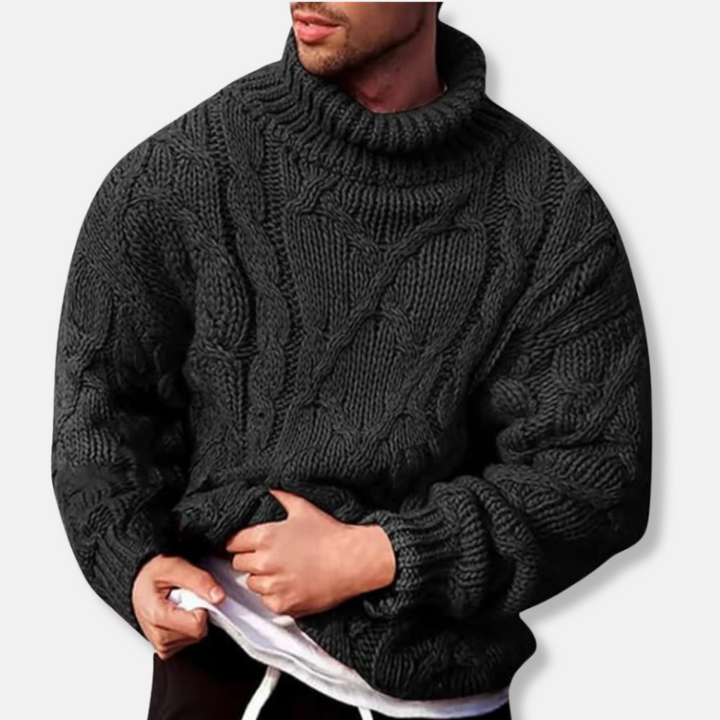 Drune | Rollkragen Wollmischung Lockere Passform Zopfmuster Pullover