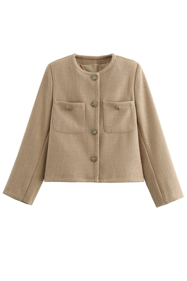 Drune | Figurbetonte Bouclé-jacke Dekorative Knöpfe Raffiniert und Modern