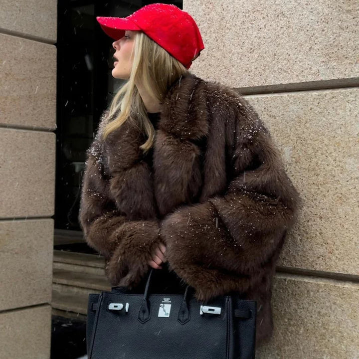 Drune | Trendy Überdimensionierte Kunstpelzjacke Für Frauen
