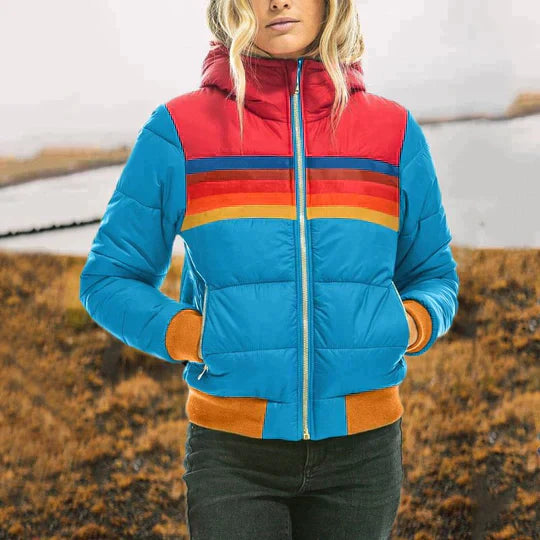 Drune | Bunte Gewatteierte Damenjacke mit Kapuze