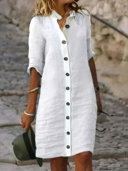 Drune | Blaues Leinenkleid