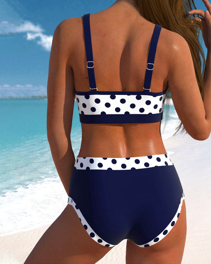 Drune | Patchwork-Bikini mit Hoher Taille und Punkten