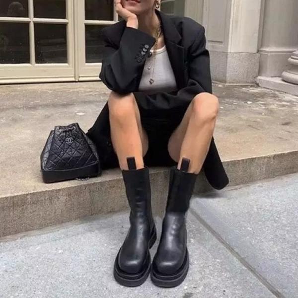 Drune | Stiefel Leder Mid Calf Haltbare Sohle Bequeme Passform