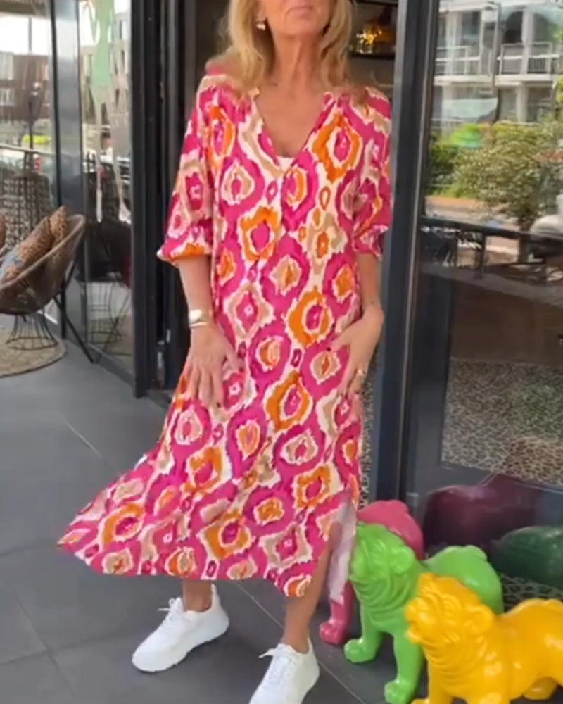 Drune | Kleid mit Motivdruck und Halbärmeln