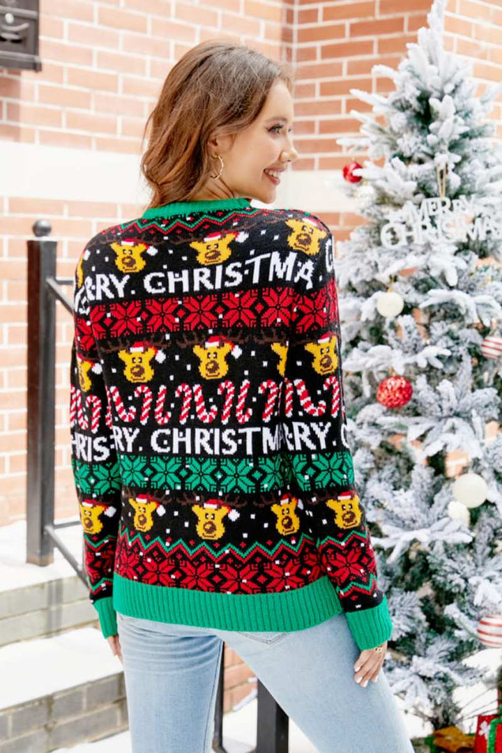 Drune | Weihnachts Cartoon Rentier Strickpullover