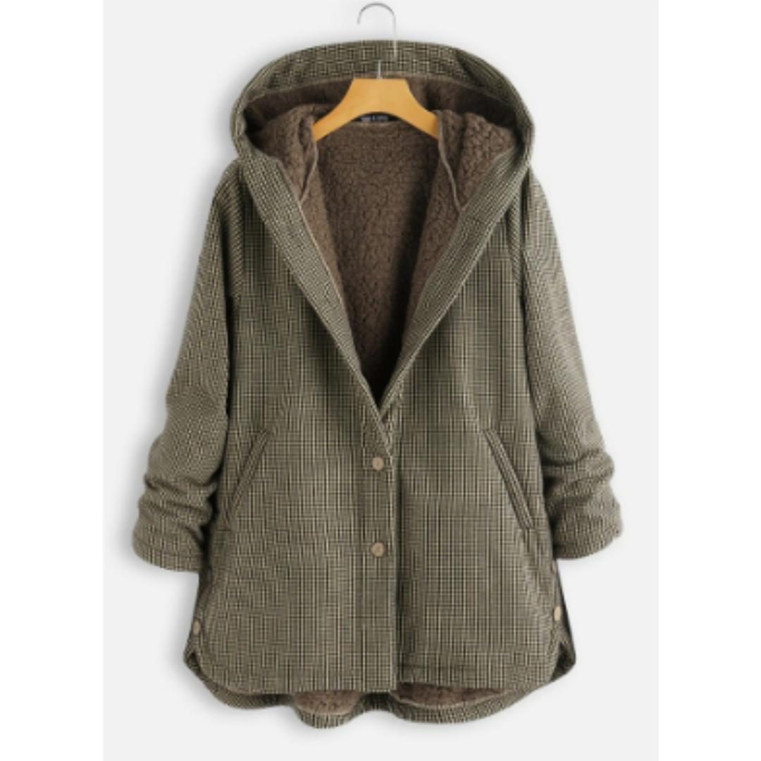 Drune | Kapuzen-Sherpa-Jacke - Fleecegefütterter Druckknopf-Mantel - Warme lässige Outdoor-Bekleidung Kanada
