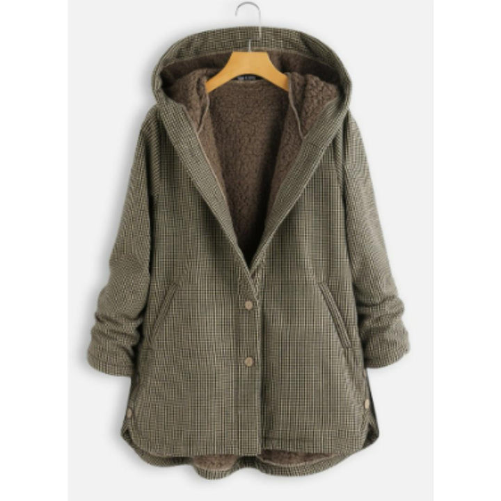Drune | Kapuzen-Sherpa-Jacke - Fleecegefütterter Druckknopf-Mantel - Warme lässige Outdoor-Bekleidung Kanada