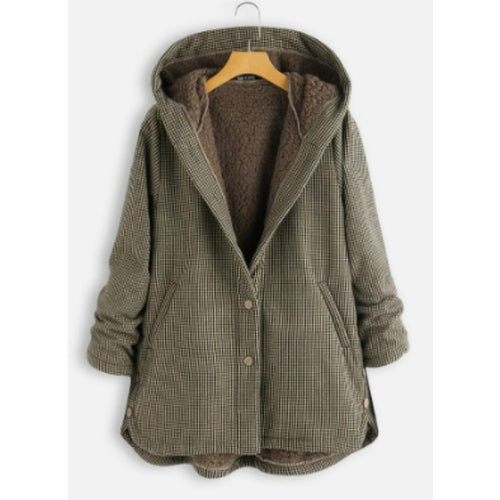 Drune | Kapuzen-Sherpa-Jacke - Fleecegefütterter Druckknopf-Mantel - Warme lässige Outdoor-Bekleidung Kanada