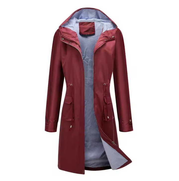 Drune | Lange wasserdichte Jacke mit Kapuze für Damen