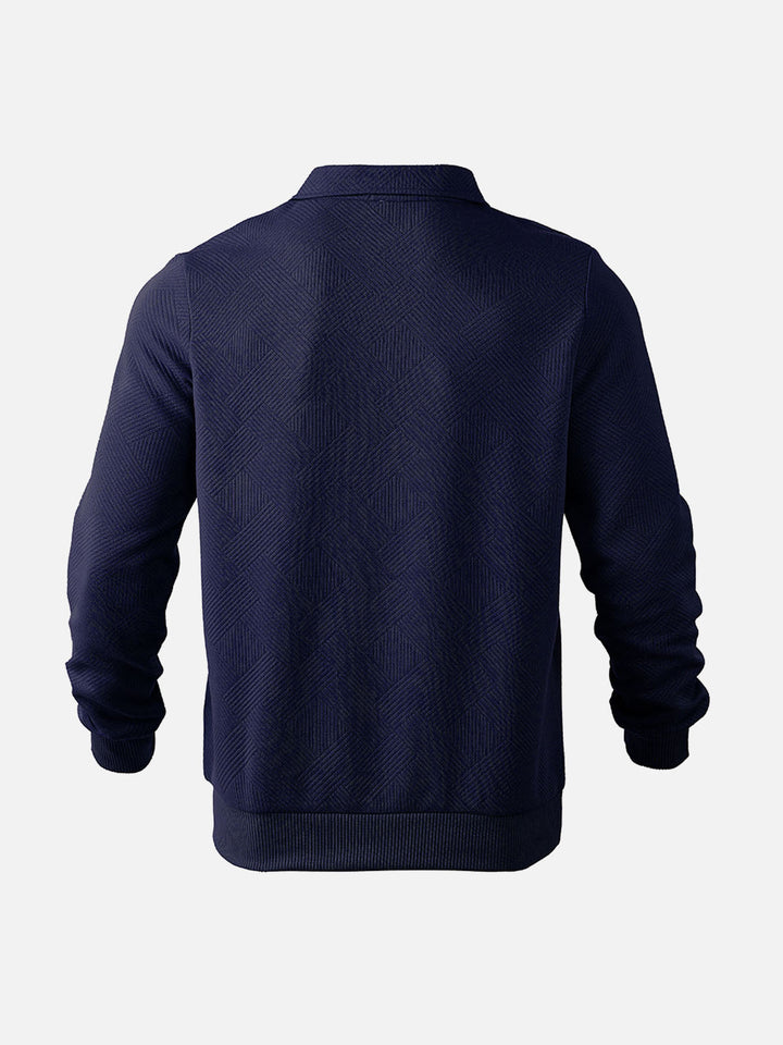 Drune | Halb-Zip Pullover mit Strukturmuster - Smart-Casual Stil für Alltag und Büro