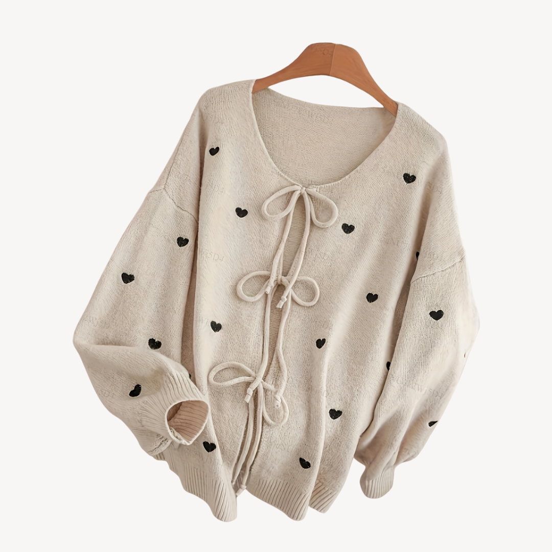 Drune | Herzdruck Baumwoll-Cardigan für Frauen