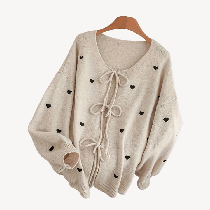 Drune | Herzdruck Baumwoll-Cardigan für Frauen