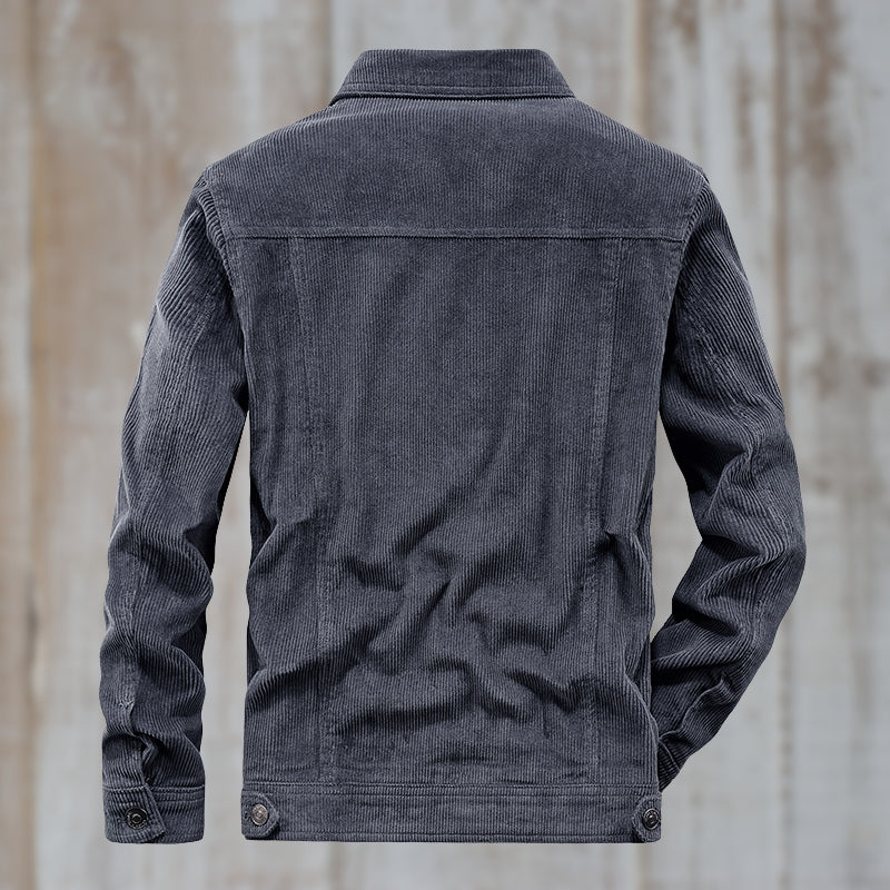 Drune | Cordjacke mit Knopfverschluss Baumwollmischung Zeitloses Design