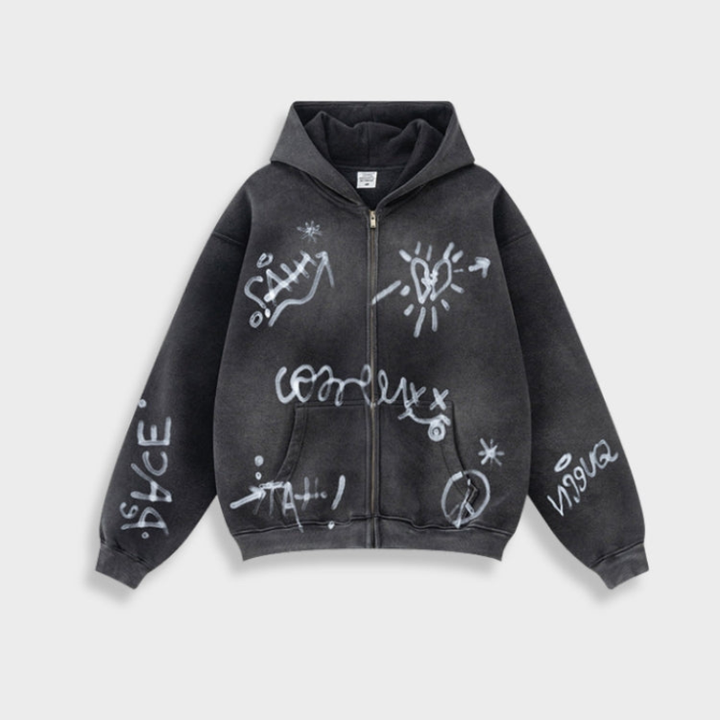Drune | Hoodie - Oversize Graffiti Print & Y2K Stil