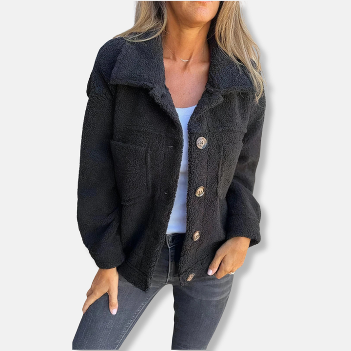 Drune | Sherpa Jacke Weiche Flauschige Textur Lässige Passform Knopfverschluss Und Taschen
