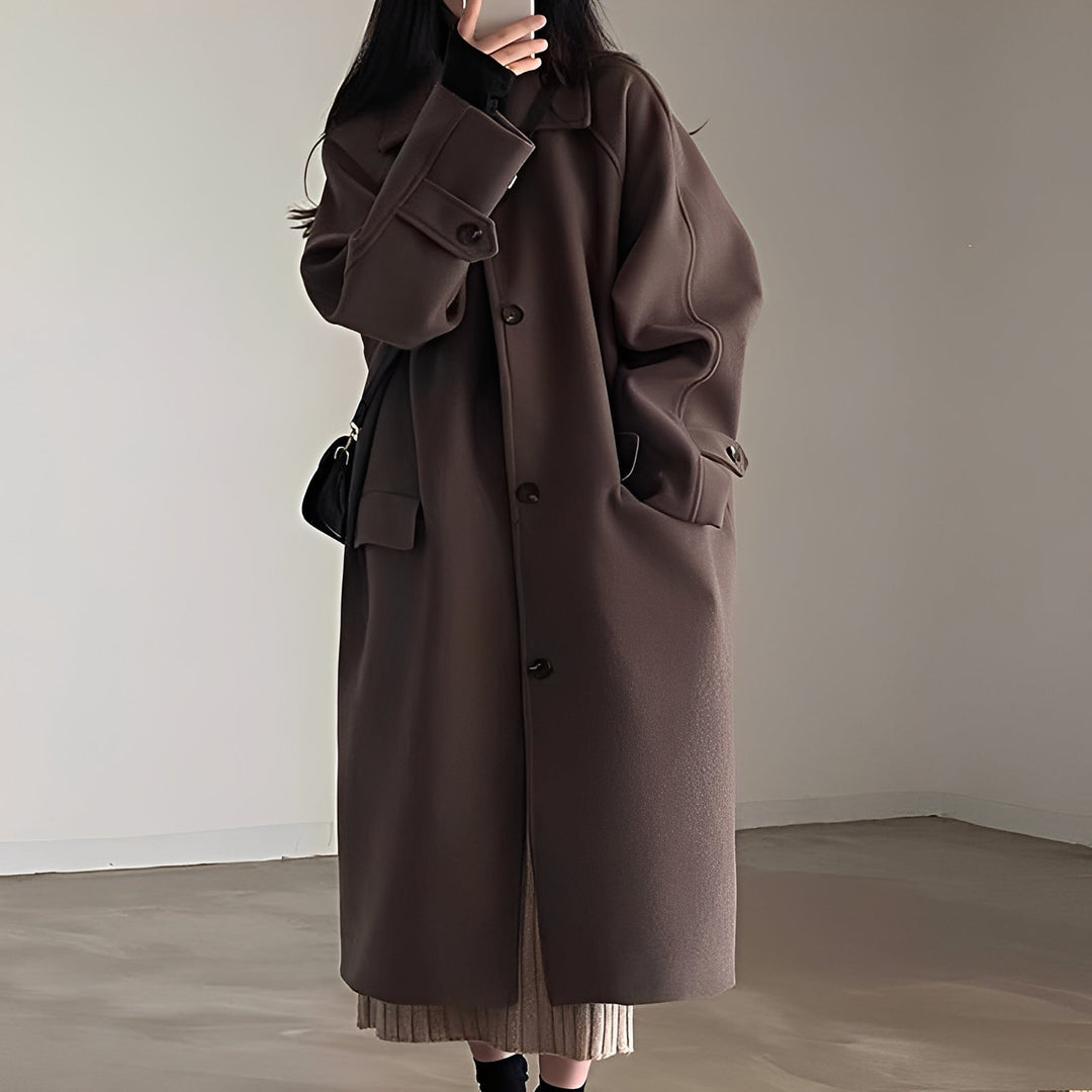 Drune | Klassischer einreihiger Wollmantel für Damen