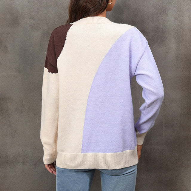 Drune | Farbblock Strickjacke Acryl Modern, Bequem