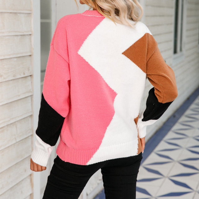 Drune | Pullover in Kontrastfarbe mit Geripptem Saum